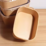 使い捨て紙ボウル 食品容器 ファーストフードテイクアウトボウル 蓋付き包装 使い捨て長方形紙ボウル - 画像 (5)
