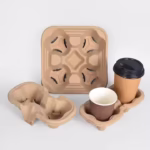 Customized Biodegradable Food Packaging Paper Pulp Hot Cold Drink Cardboard Cup Carrier Take Away Coffee Tea 2/4 Cup Holder