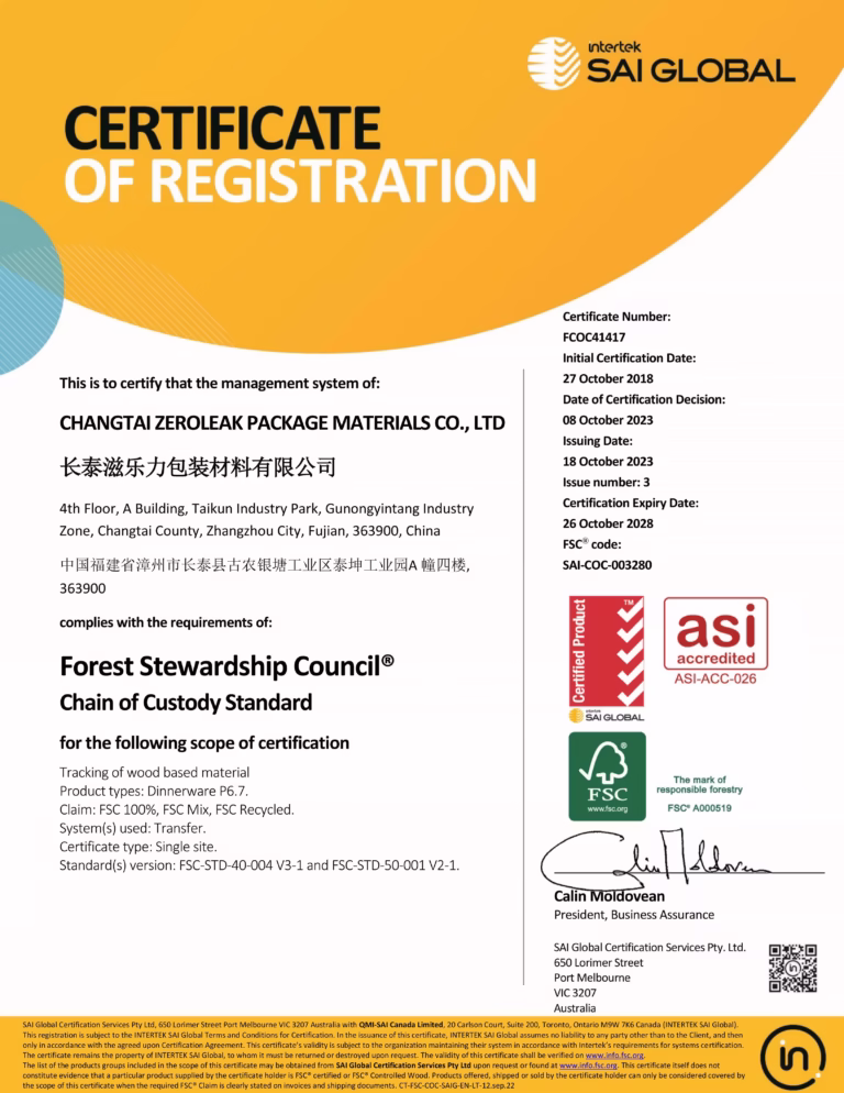 FSC Certificate CHANGTAI ZEROLEAK PACKAGE MATERIALS CO., LTD 2028.10.26_01
